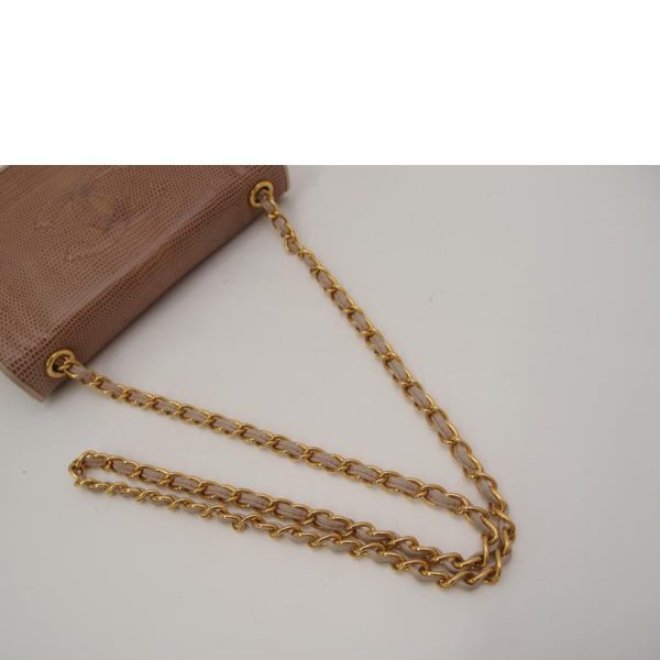 73003 5 Chanel Vintage Shoulder Diagonal Hook Leather Coco Mark Lizard Chain Shoulder