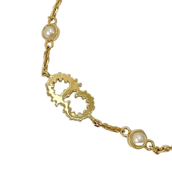 7330 4 Christian Dior Clair D Lune CD Logo Pearl Bracelet Gold