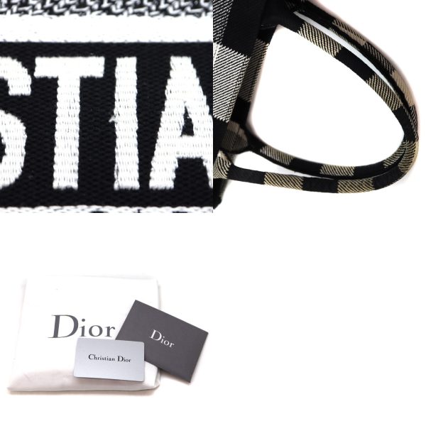 7332 8 Christian Dior Book Tote Bag Black White