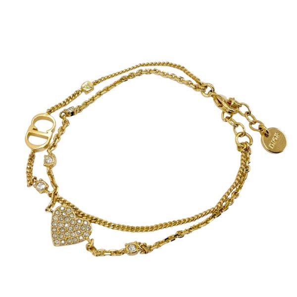 7379 0 Christian Dior CD Logo Heart 2 Row Bracelet Gold