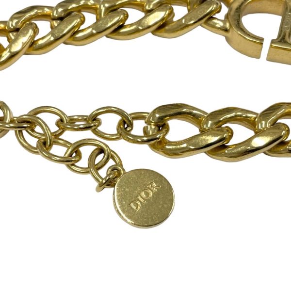 7380 4 Christian Dior 30 Montaigne Logo Chain Rhinestone Bracelet Gold