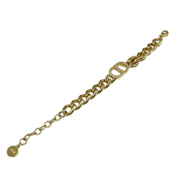 7380 5 Christian Dior 30 Montaigne Logo Chain Rhinestone Bracelet Gold