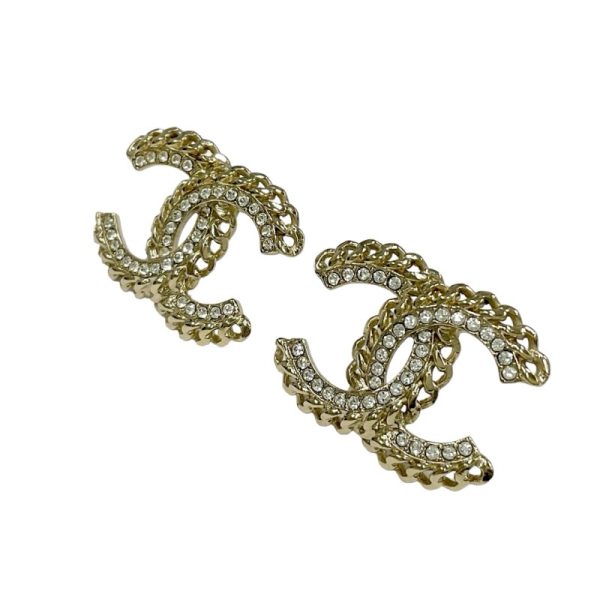 7382 1 ChanelCoco Mark Rhinestone Earrings Gold