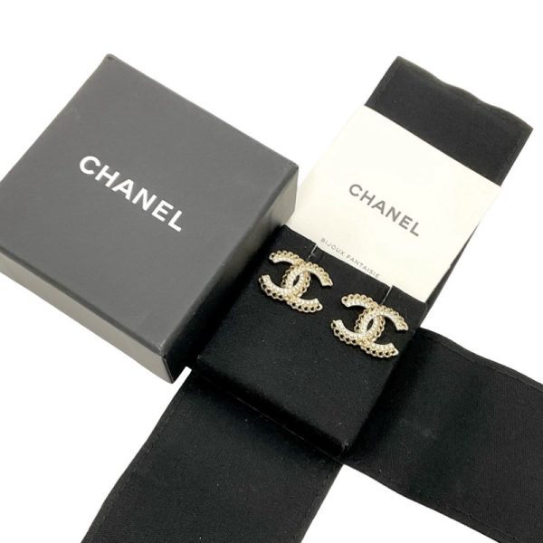 7382 7 ChanelCoco Mark Rhinestone Earrings Gold