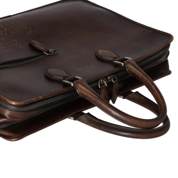 74084 4 Berluti Calligraphy Dujour Briefcase Brown