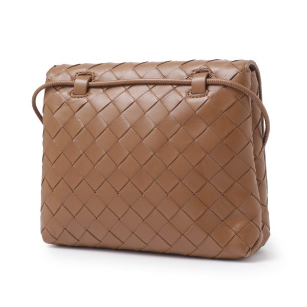 741897 vcpp304 Bottega Veneta Intrecciato Calfskin Crossbody Bag Brown