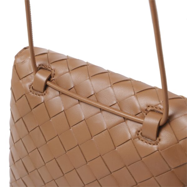 741897 vcpp307 Bottega Veneta Intrecciato Calfskin Crossbody Bag Brown