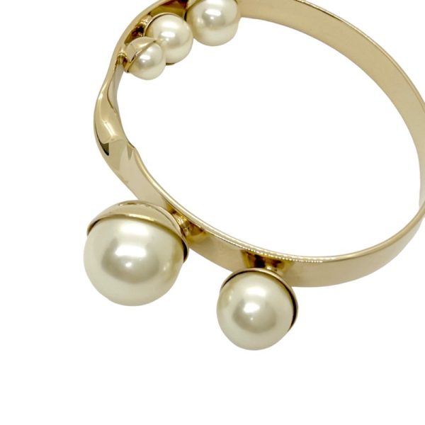 7444 2 Christian Dior Triangle Logo Pearl Bracelet Gold