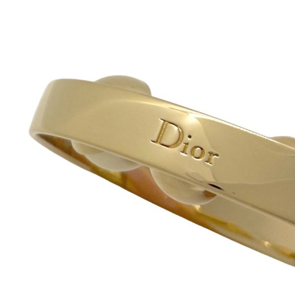 7444 4 Christian Dior Triangle Logo Pearl Bracelet Gold