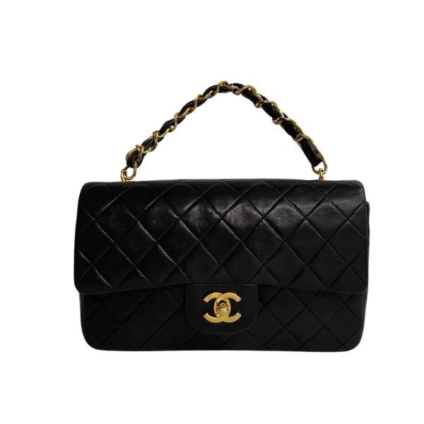 744f743 35759 1 Chanel Matelasse Coco Mark Metal Fittings Lambskin Chain Handbag Black