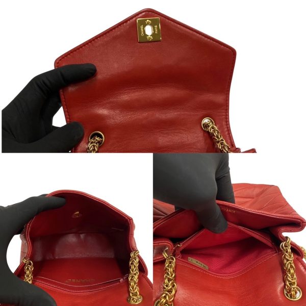 744f744 31845 9 Chanel Coco Mark Turn Lock Hardware Lambskin Mini Shoulder Bag Red