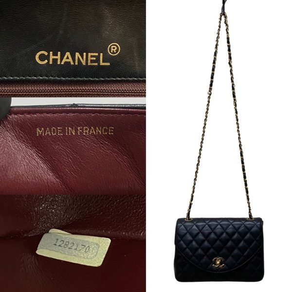 745g745 22510 2 Chanel Matelasse Coco Mark Turnlock Lambskin Shoulder Bag Black