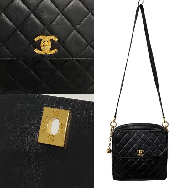 752i752 37862 3 Chanel Matelasse Coco Mark Lambskin Shoulder Bag Sacoche Black