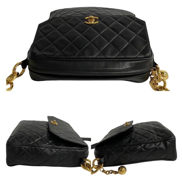 752i752 37862 6 Chanel Matelasse Coco Mark Lambskin Shoulder Bag Sacoche Black