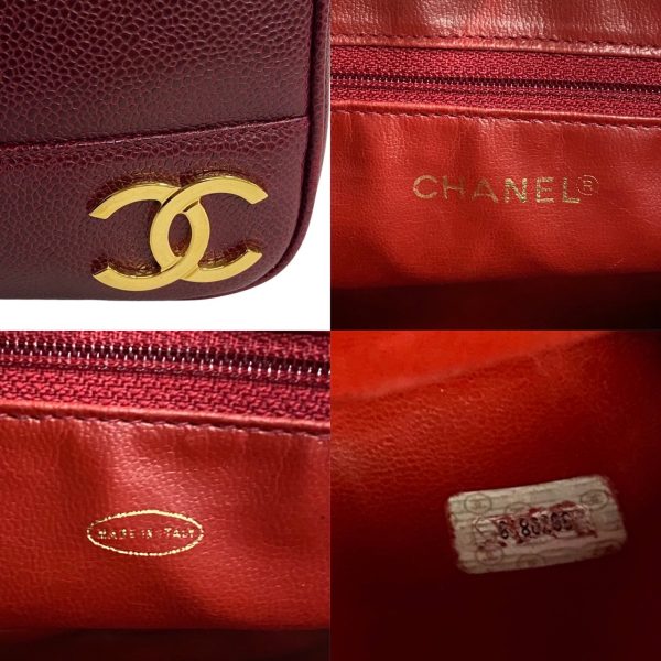 757k757 16858 3 Chanel Triple Coco Caviar Skin Leather Chain Tote Bag Bordeaux