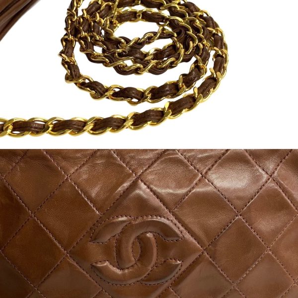 757k757 17867 4 Chanel Matelasse Coco Mark Fringe Lambskin Chain Shoulder Bag Brown