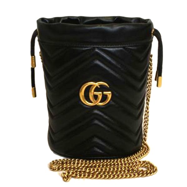 75970 1 Gucci GG Marmont Quilted Leather Chain Shoulder Bag Black