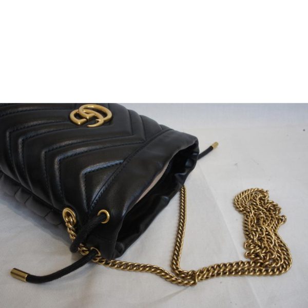 75970 4 Gucci GG Marmont Quilted Leather Chain Shoulder Bag Black