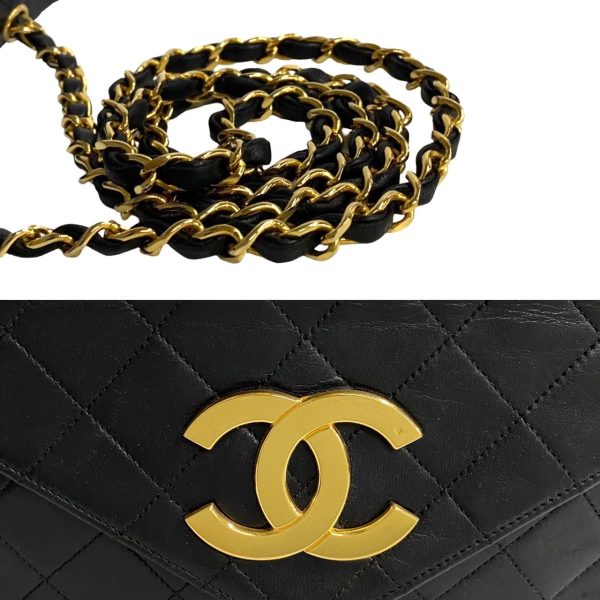 762k762 30684 4 Chanel Matelasse Lambskin Chain Shoulder Bag Pochette Black