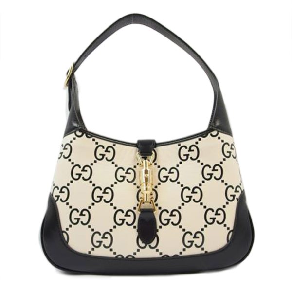 76558 1 Gucci Calfskin GG Monogram Debossed Small Jackie 1961 Hobo