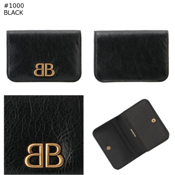 7656312aaxb 6 Balenciaga BB Logo Arena Leather Card Case White