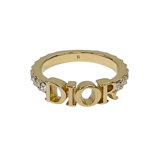 7656 0 Christian Dior Revolution Rhinestone Logo Ring Gold