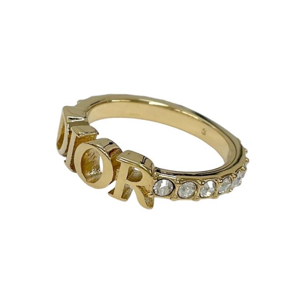 7656 1 Christian Dior Revolution Rhinestone Logo Ring Gold