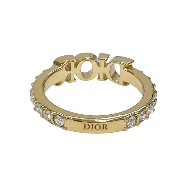 7656 2 Christian Dior Revolution Rhinestone Logo Ring Gold