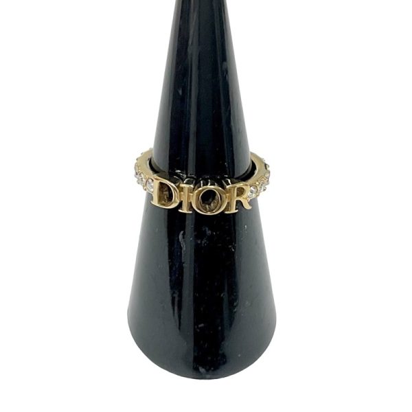 7656 4 Christian Dior Revolution Rhinestone Logo Ring Gold