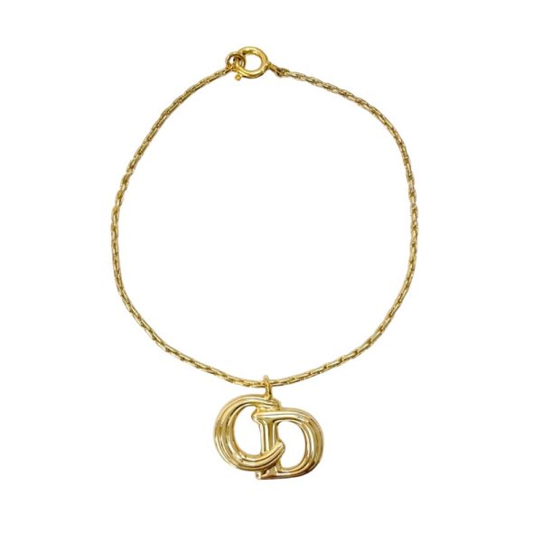 7666 0 Christian Dior CD Metal Vintage Logo Bracelet Gold