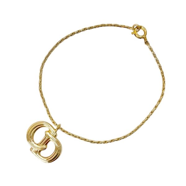 7666 1 Christian Dior CD Metal Vintage Logo Bracelet Gold