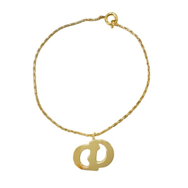 7666 2 Christian Dior CD Metal Vintage Logo Bracelet Gold