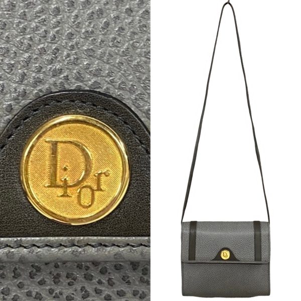 769l769 32915 4 Christian Dior Mini Shoulder Bag Leather Gray