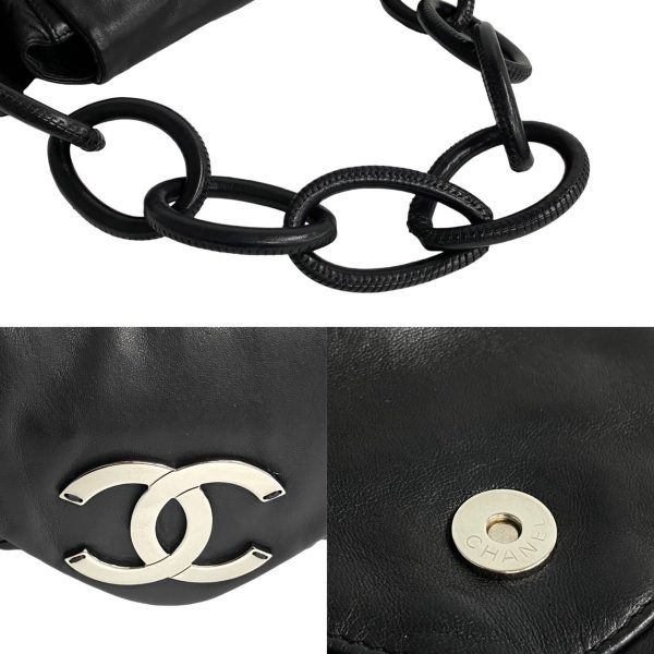 770a759 02186 5 Chanel Vintage Decacoco Logo Leather Semi One Shoulder Bag Black