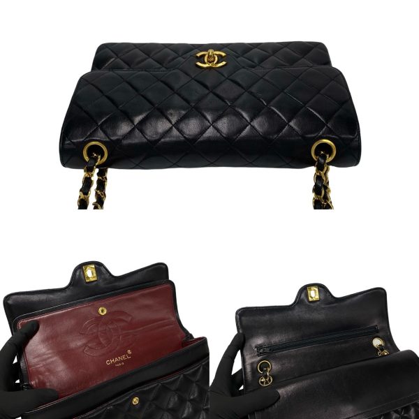 771a768 36429 8 Chanel Double Flap Matelasse Lambskin Chain Shoulder Bag Black