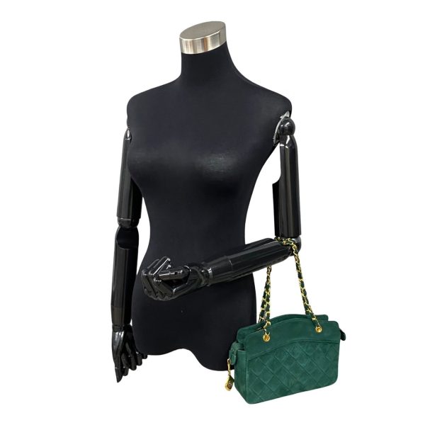 771a771 24800 3 Chanel Matelasse Suede Leather Chain Handbag Green