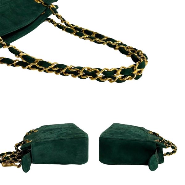 771a771 24800 6 Chanel Matelasse Suede Leather Chain Handbag Green