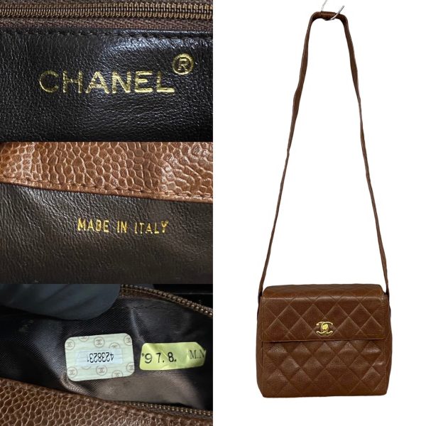 771a771 24823 4 Chanel Matelasse Caviar Skin One Shoulder Bag Brown