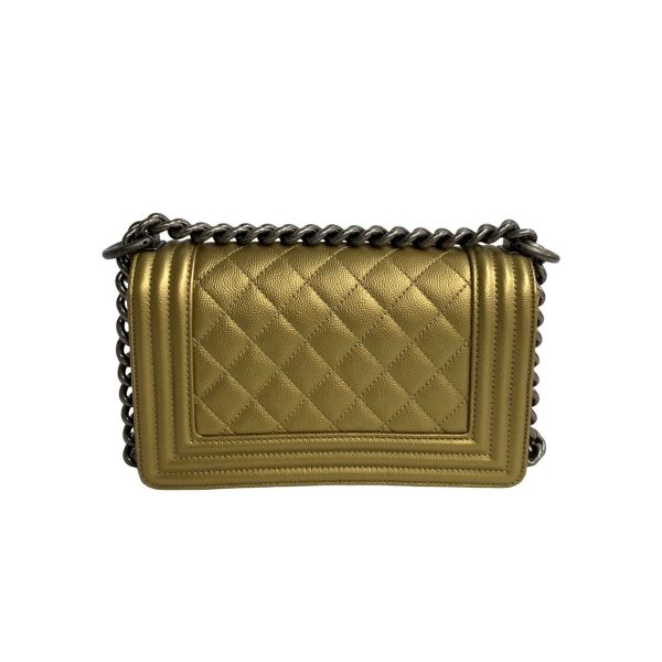 771a771 26359 7 Chanel Boy Chanel Caviar Skin Chain Shoulder Bag Gold