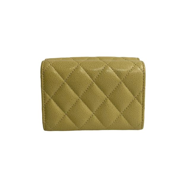 771a771 30265 4 Chanel Matelasse Leather Tri Fold Wallet Mini Wallet Beige