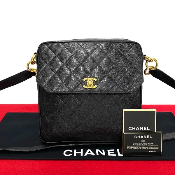 771a771 33037 1 Chanel Vintage Caviar Skin Matelasse Leather Shoulder Bag Black