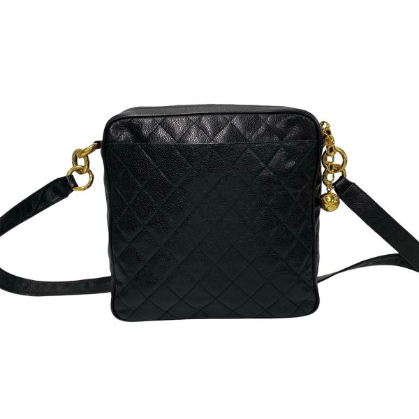 771a771 33037 5 Chanel Vintage Caviar Skin Matelasse Leather Shoulder Bag Black