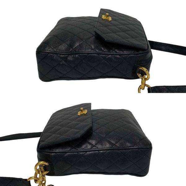 771a771 33037 6 Chanel Vintage Caviar Skin Matelasse Leather Shoulder Bag Black