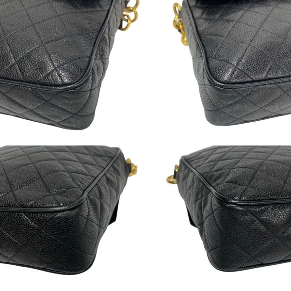 771a771 33037 8 Chanel Vintage Caviar Skin Matelasse Leather Shoulder Bag Black