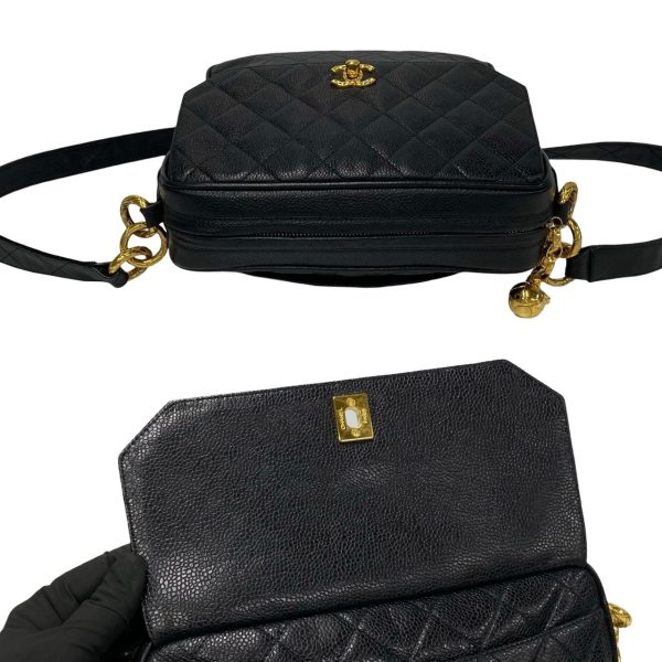 771a771 33037 9 Chanel Vintage Caviar Skin Matelasse Leather Shoulder Bag Black