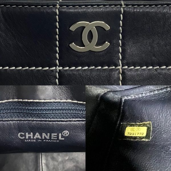 772a762 00593 4 Chanel Chocolate Bar Leather Chain Tote Bag Black