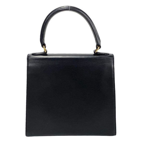 772a771 24884 5 Celine Vintage Logo Ring Hardware Calf Leather Mini Tote Handbag Black