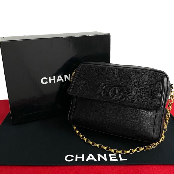 772a771 24958 1 Chanel Caviar Skin Chain Shoulder Bag Black