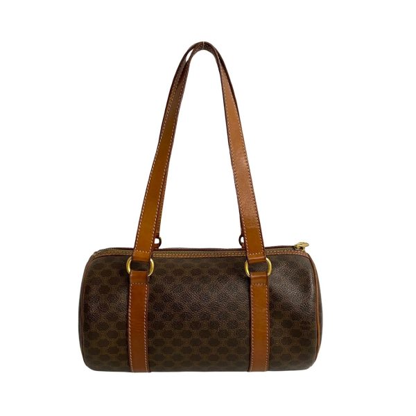 772a771 38307 5 Celine Vintage Macadam Blason Triomphe Leather Mini Boston Handbag Brown