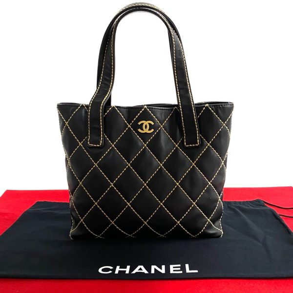 772a772 36651 1 Chanel Matelasse Wild Stitch Leather Tote Bag Black